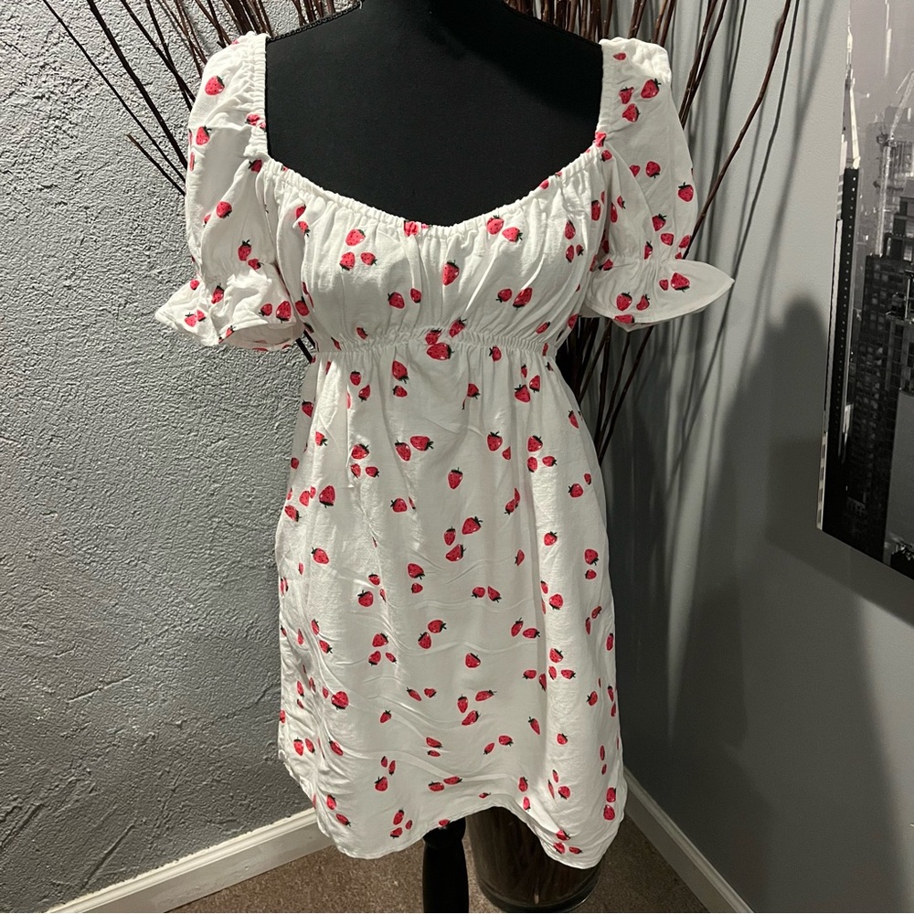 🌸NEW LOOK STRAWBERRY LINEN BLEND BABYDOLL DRESS SIZE 6🌸 - Picture 2 of 7